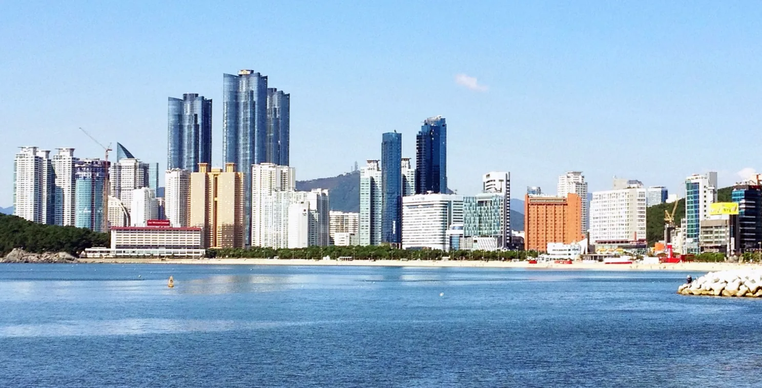Haeundae skyline in Busan with high-rise buildings near the beach