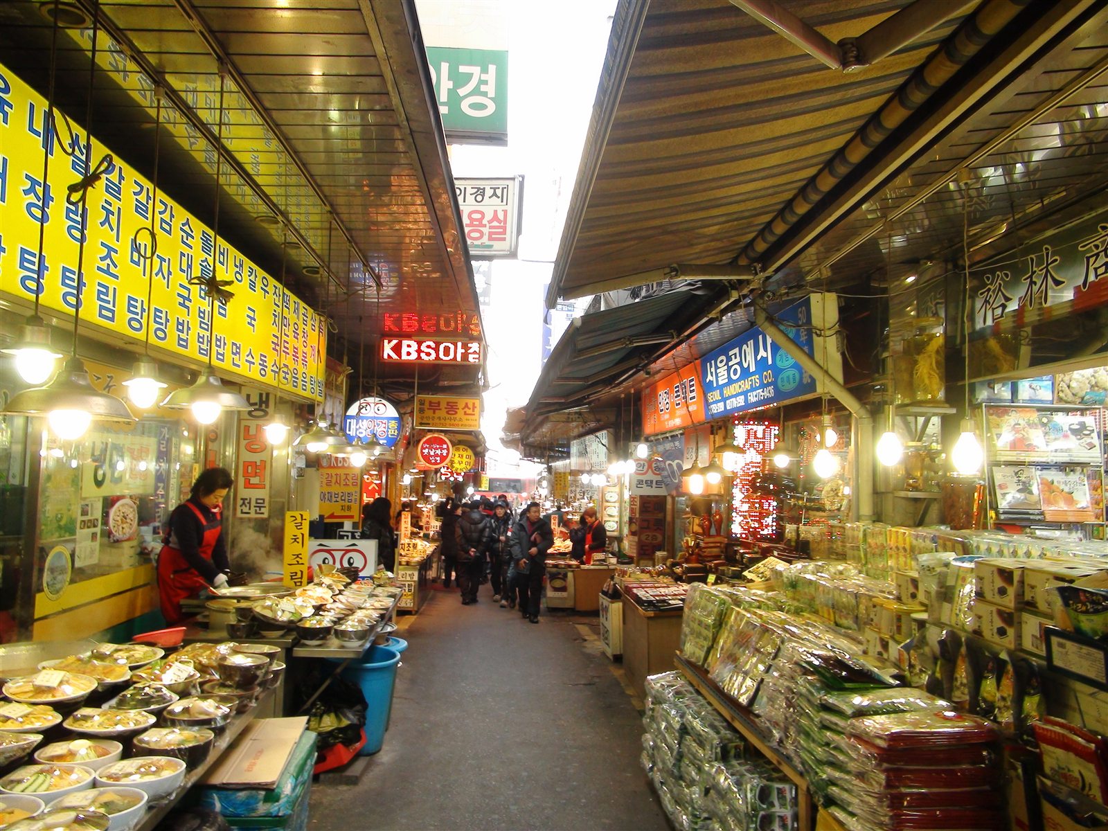 Restaurant street inside Namdaemun Market in Seoul