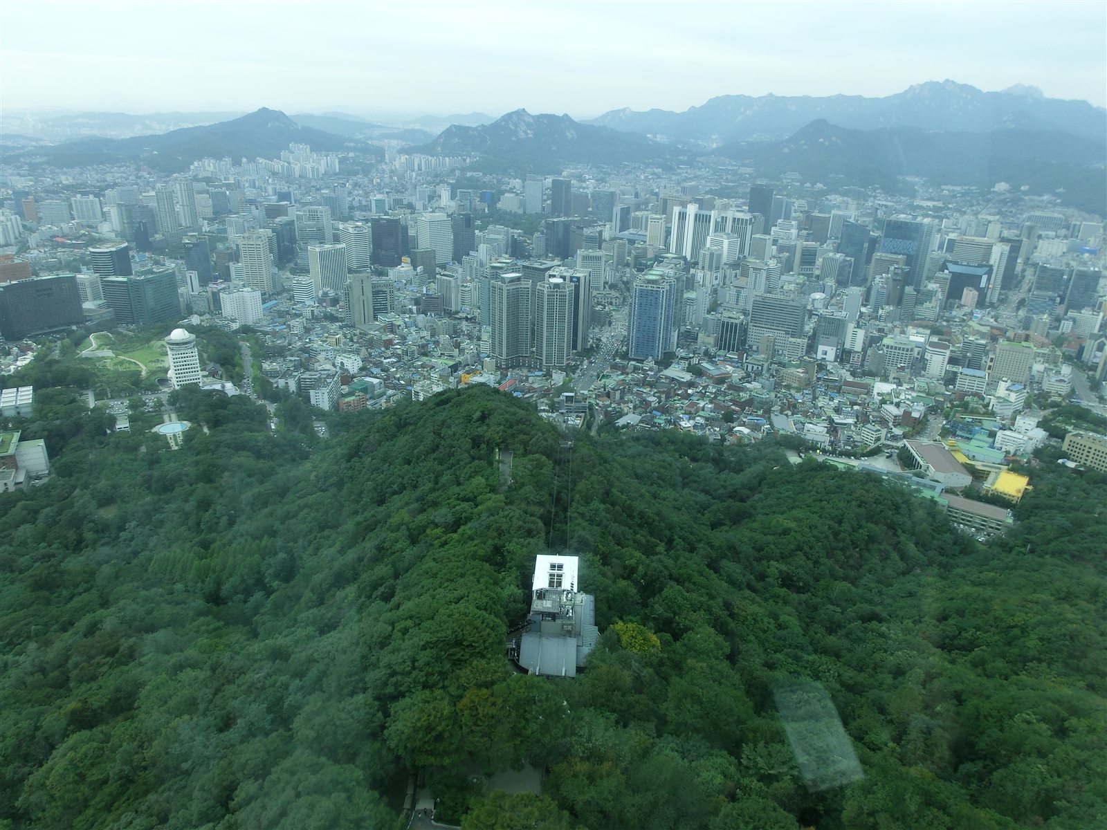Daytime city view from N Seoul Tower looking north across Seoul