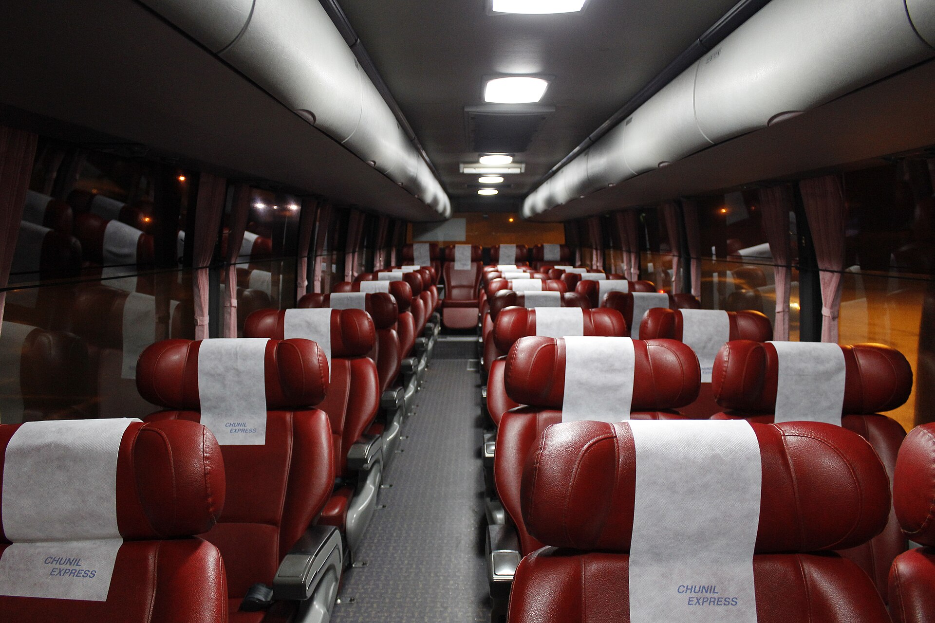 Wide seats inside a Korean excellent-class express bus