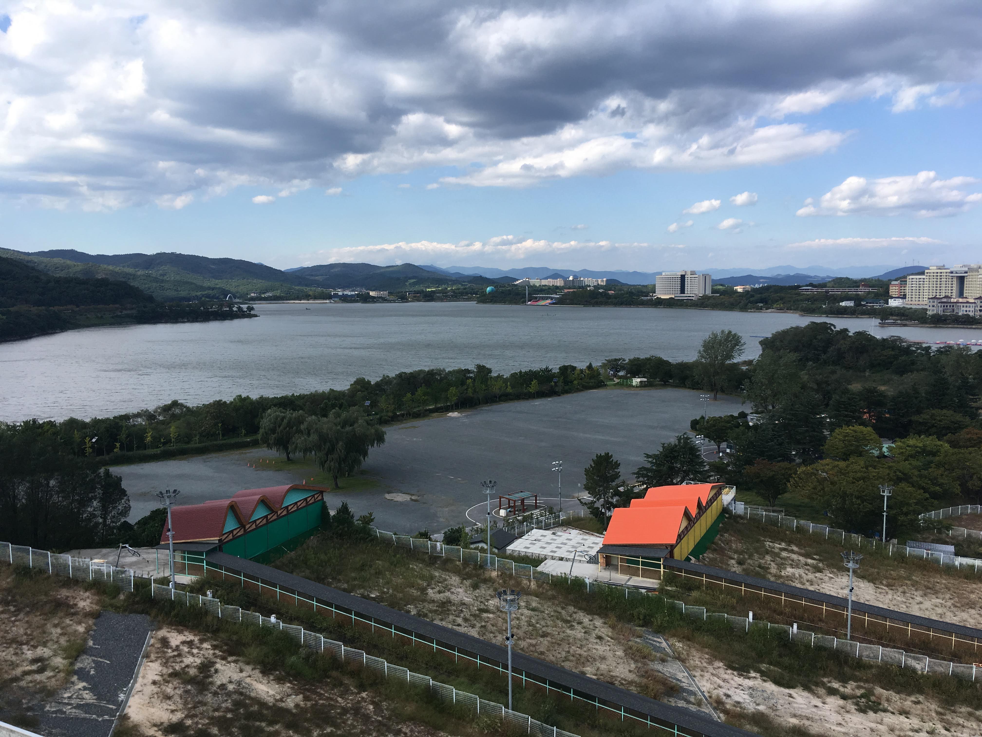 Wide view of Bomun Lake in Gyeongju from above