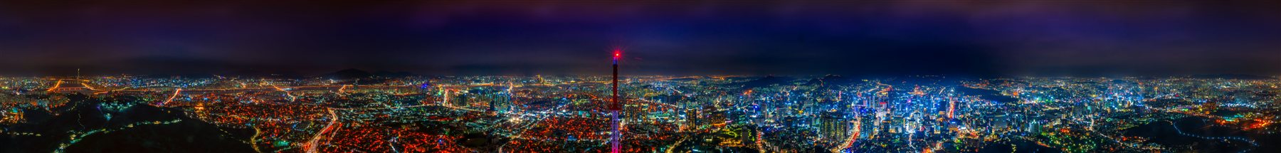 Night panorama of Seoul seen from N Seoul Tower